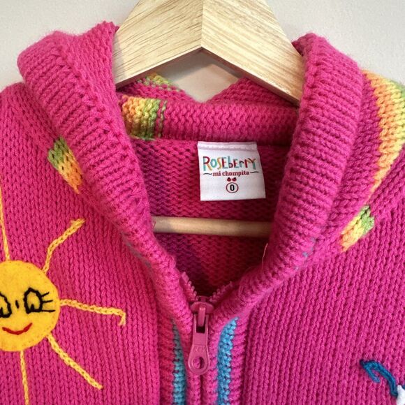 Roseberry Mi Chompita Peruvian Toddler Hooded Full Zip Sweater Hand Embroidered - Picture 3 of 10